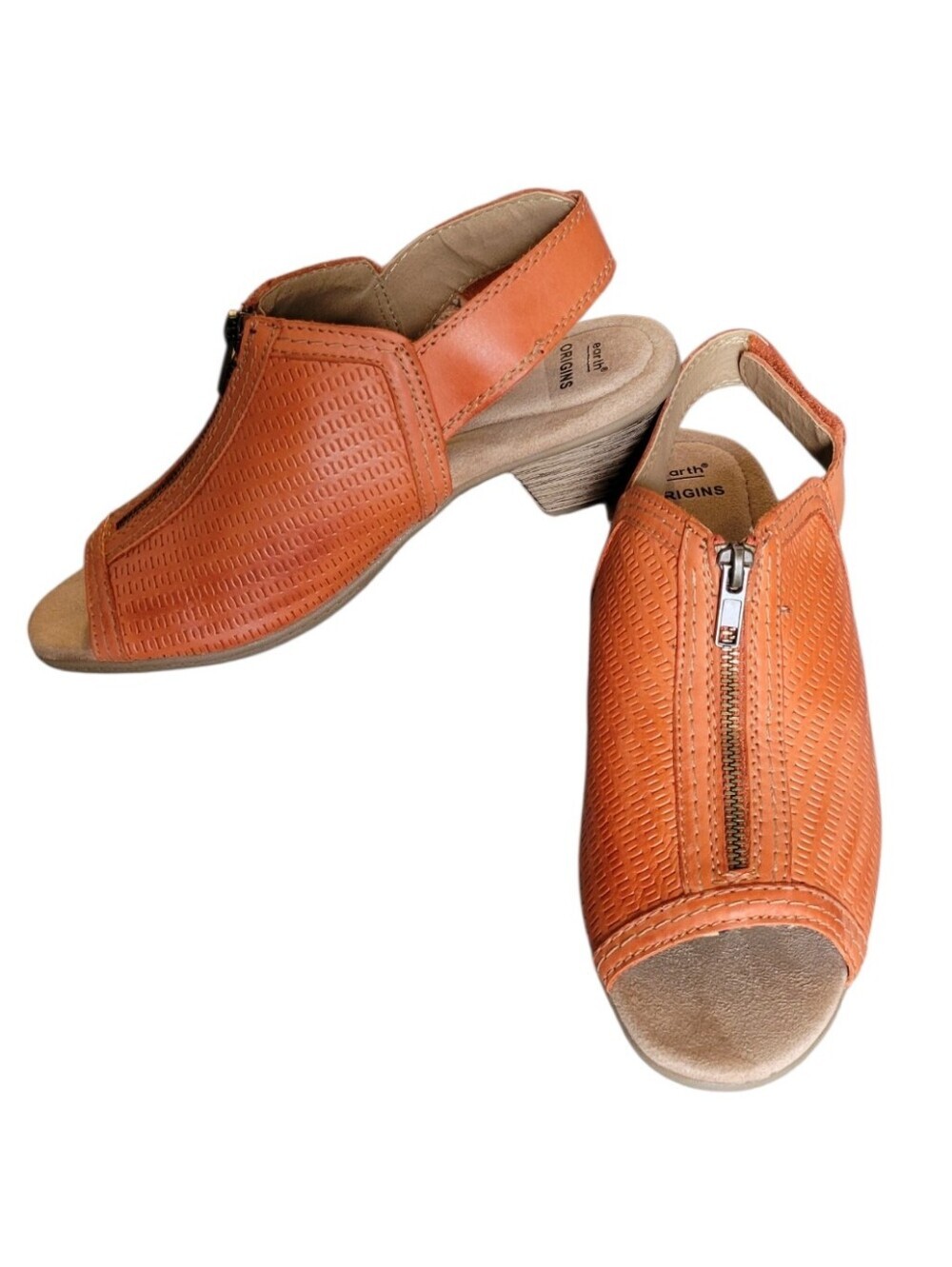 Earth Origins Orange Front-Zip Slingback Heels